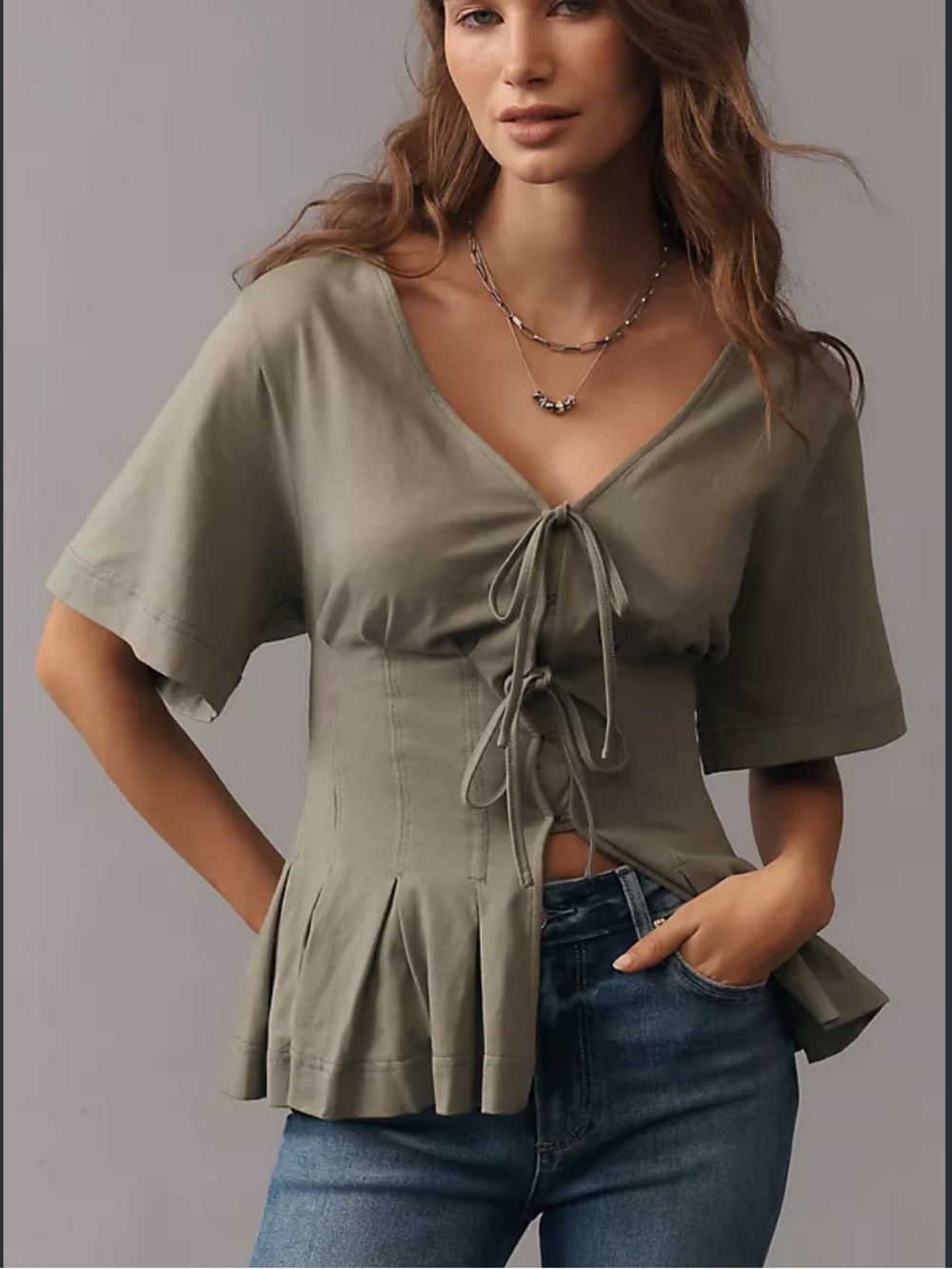 Anthropologie Short-Sleeve Tie-Front Tee NWT